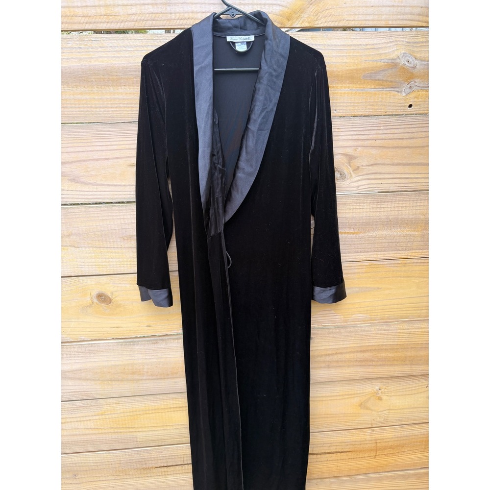 Linea Donatella Black Velvet Maxi Robe Satin Trim Shawl Collar SAV035 L/XL